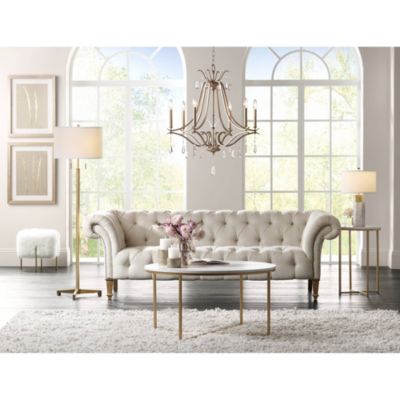 Leala Modern Accent Table Lamp 21" High Faux Marble Gold Metal White Drum Shade for Bedroom Living Room Bedside Nightstand Office