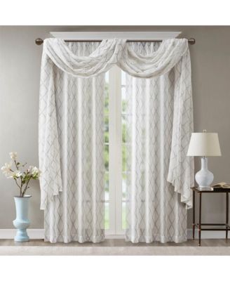 Irina Diamond Sheer Embroidered Window Scarf Drapes