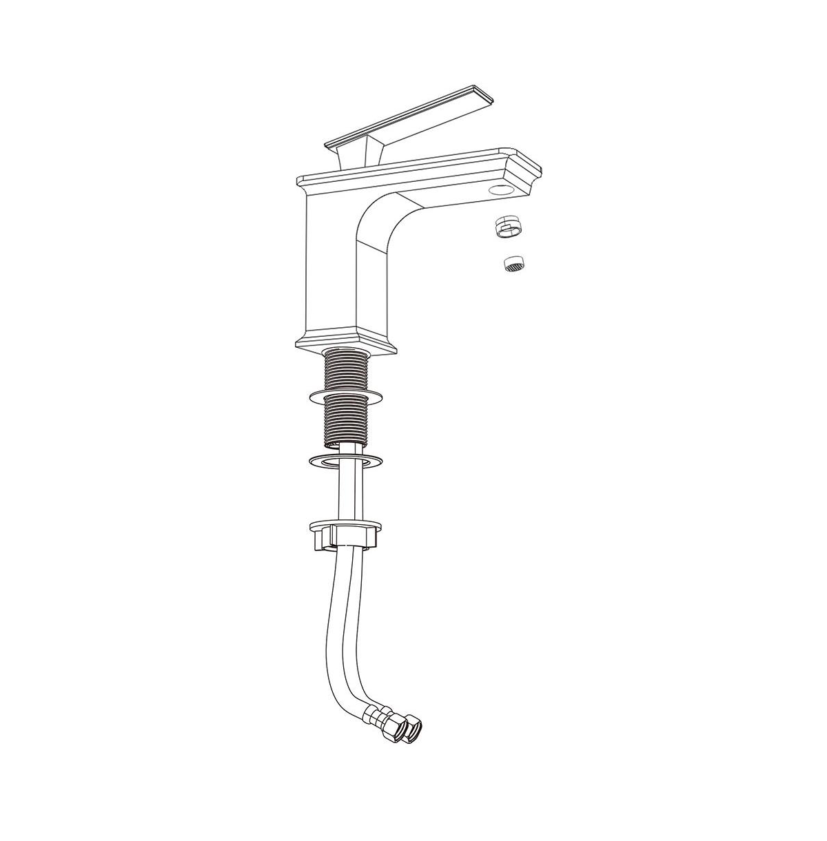 Aquaterior Simple 1 Hole Bathroom Square Faucet Undermount Sink Cold & Hot Water Nickel