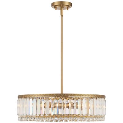 Soft Gold Drum Pendant Chandelier 20 1/4" Wide Modern Clear Crystal 5-Light Fixture for Dining Room House Foyer Entryway