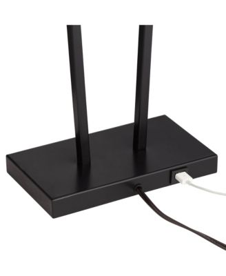 Cole Modern Table Lamps 27" Tall Set of 2 Black Metal with USB Charging Ports White Rectangular Shade for Bedroom Living Room Bedside