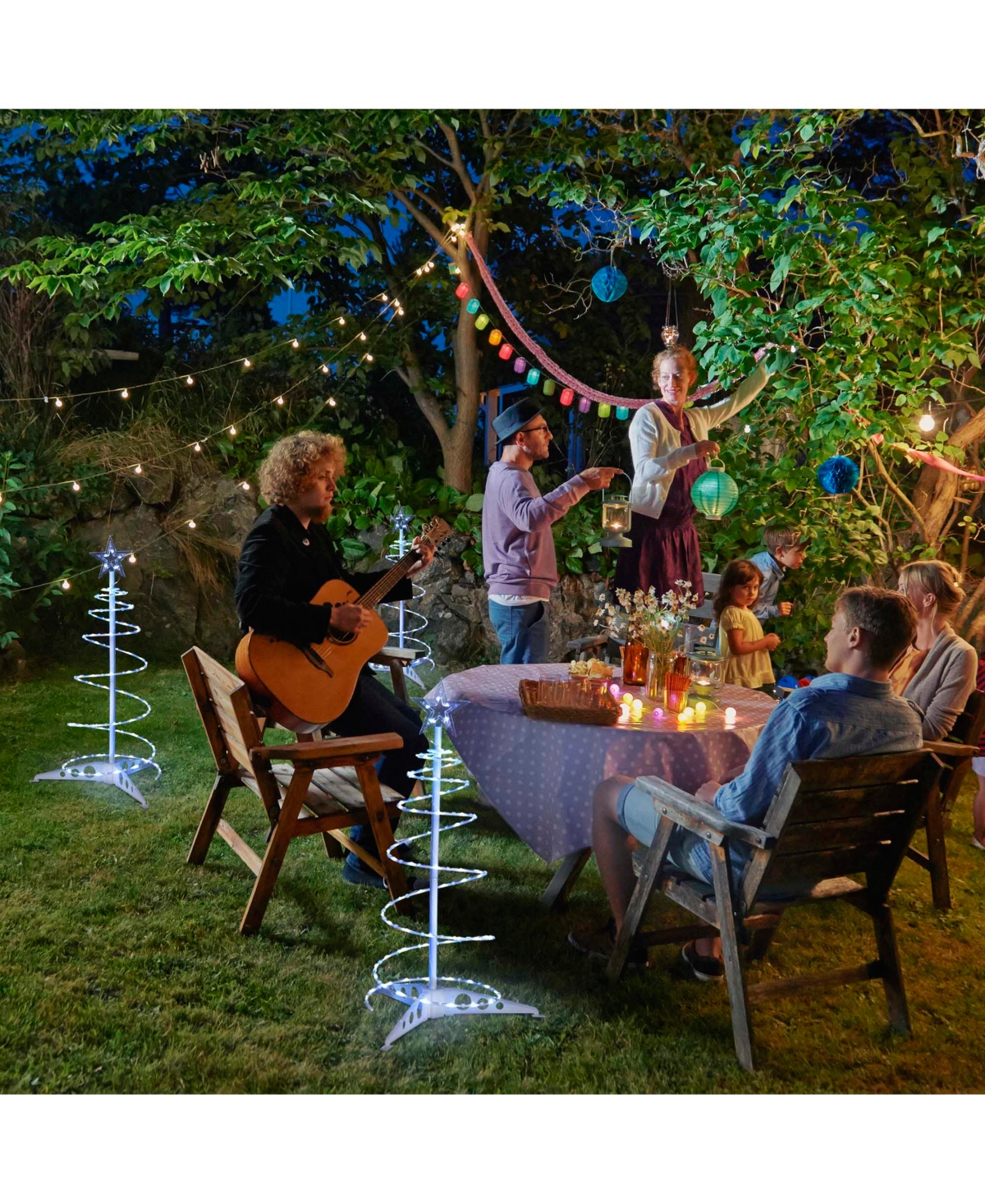 Yescom Munchkin Solar 2ft Led Spiral Tree Light 79 LEDs for Indoor Outdoor Holiday Christmas Decor Cool White 5 pack