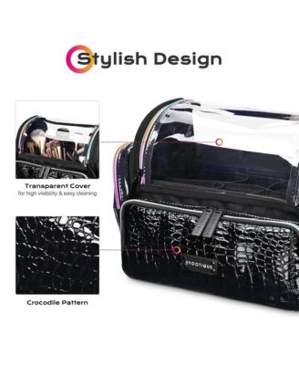 Makeup Brush Case Portable Artist Brush Holder Stand-Up Travel Cosmetic Organizer Bag