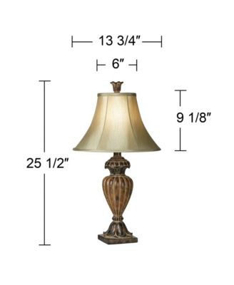 Traditional Table Lamp Urn 25.5" High Two Tone Bronze Off White Bell Shade for Living Room Family Bedroom Bedside Nightstand