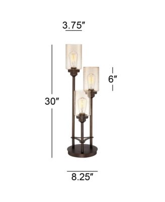 Libby Rustic Farmhouse Table Lamp 30" Tall Bronze Metal LED Amber Seeded Glass Shade for Bedroom Living Room Bedside Nightstand