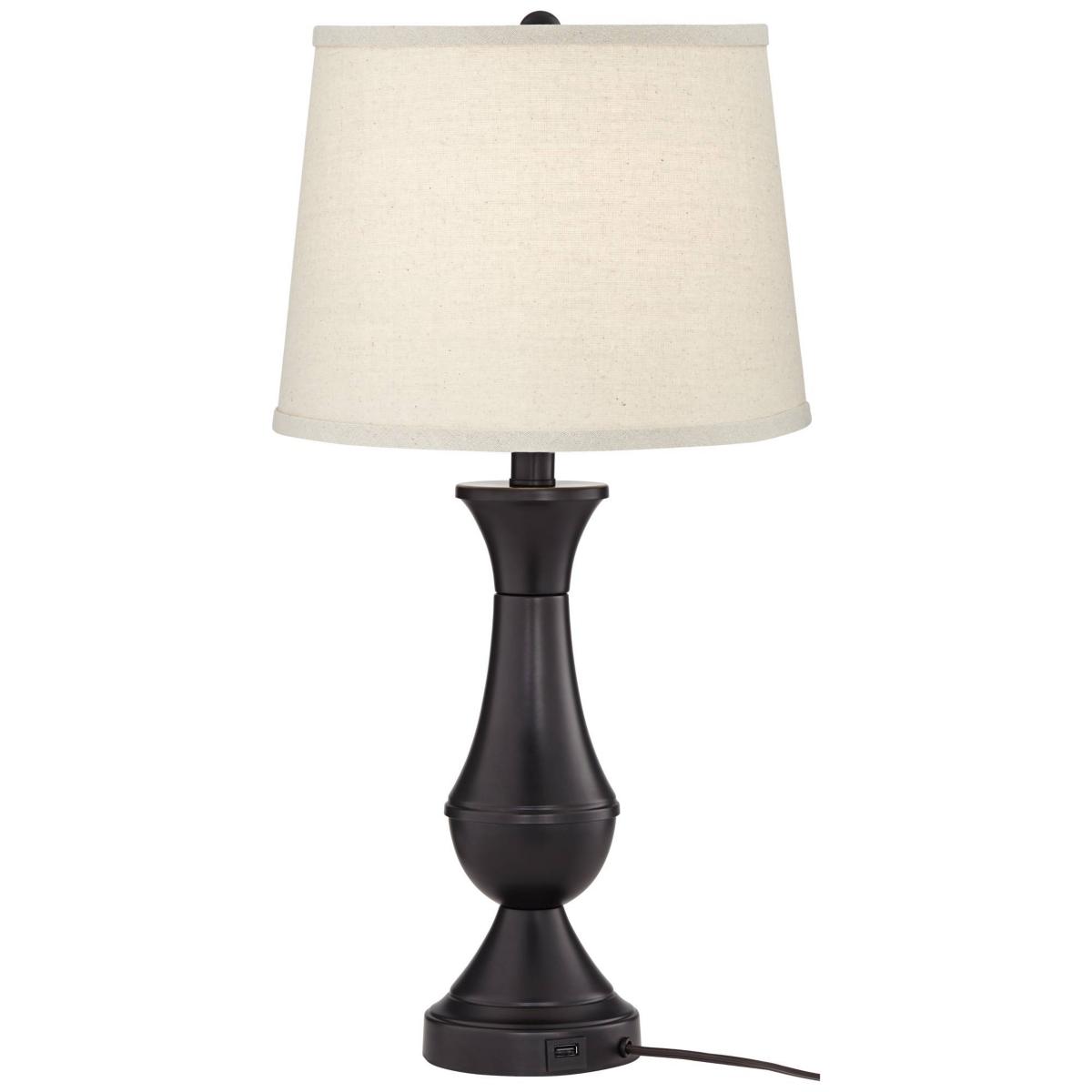 Regency Hill Traditional Touch Table Lamps High Set of 2 with Hotel Style Modern Usb Charging Port Led Bronze Oatmeal Drum Shade for Living Room B