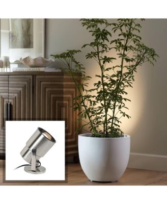 Set of 2 Small Uplighting Indoor Accent Spot-Lights Plug-In Floor Plant Home Decorative Brushed Nickel Finish 8" High