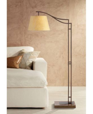 Tahoe Rustic Industrial Downbridge Arc Floor Lamp 60" Tall Bronze Metal Faux Leather Empire Shade for Living Room Reading Bedroom