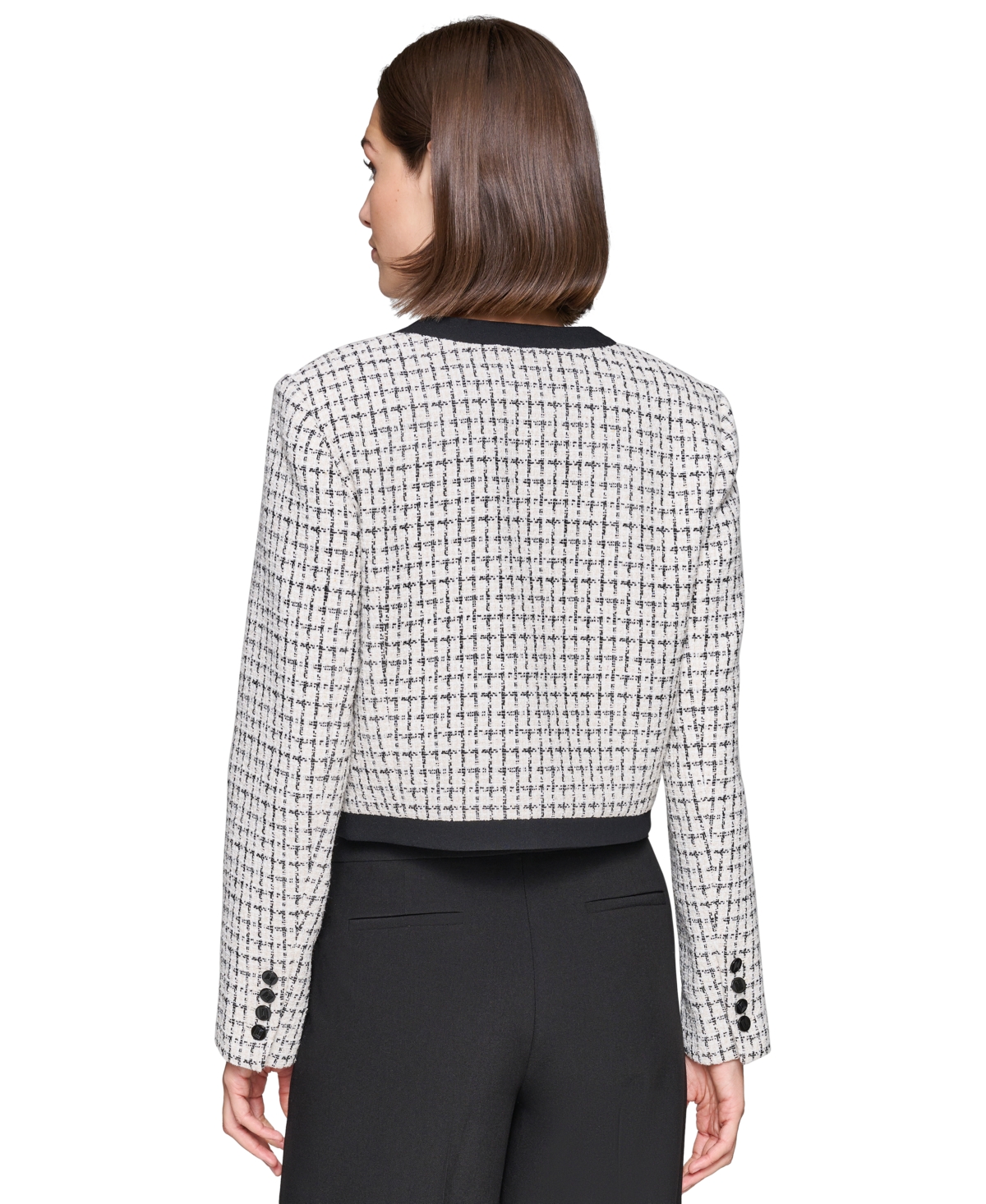 Karl Lagerfeld Women's Cropped Tweed Jacket -bl