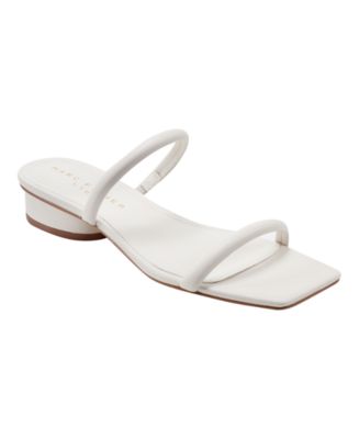 MARC FISHER LTD Womens Black Asymmetrical Padded Davia Square Toe Flare Slip On Leather Slingback Sandal M main image 1