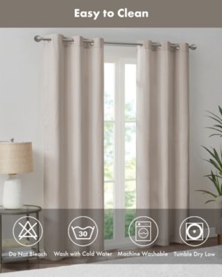 Galen Basketweave Room Darkening Curtain Panels Pair for bedroom, Silver grommet top fit up to 1.25 inches rod 2 panels set for Living Room, Width 40 length 84 inches Curtain Panel, Pitch Black Ambiance Blue 2 Window Panels