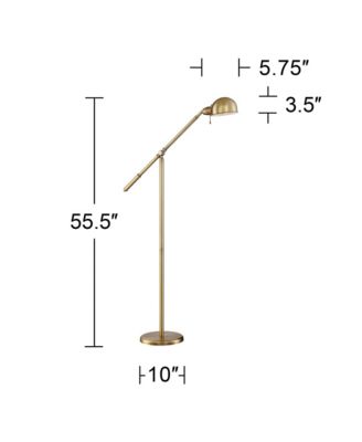 Dawson Traditional Pharmacy Floor Lamp 55" Tall Brass Metal Adjustable Boom Arm Dome Head for Living Room Reading Bedroom Office
