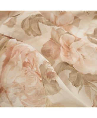Simone Printed Floral Twist Tab Top Voile Sheer Curtain, 50x84