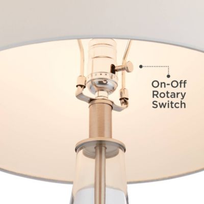 Marnie Modern Coastal Table Lamp 28" Tall Blue Art Glass White Fabric Drum Shade for Bedroom Living Room Bedside Nightstand Office House