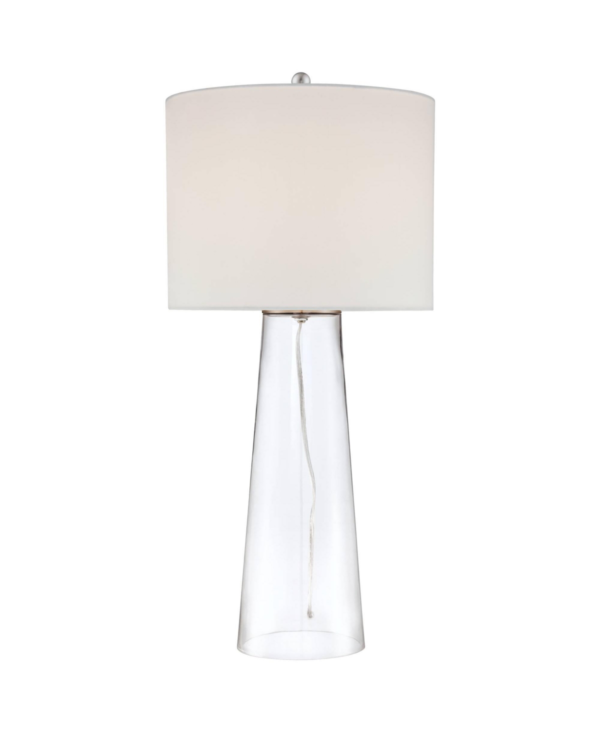 360 Lighting Marcus 30" Tall Tapered Column Large Modern Coastal End Table Lamp Clear Glass Single White Shade Living Room Bedroom Bedside Nightstand
