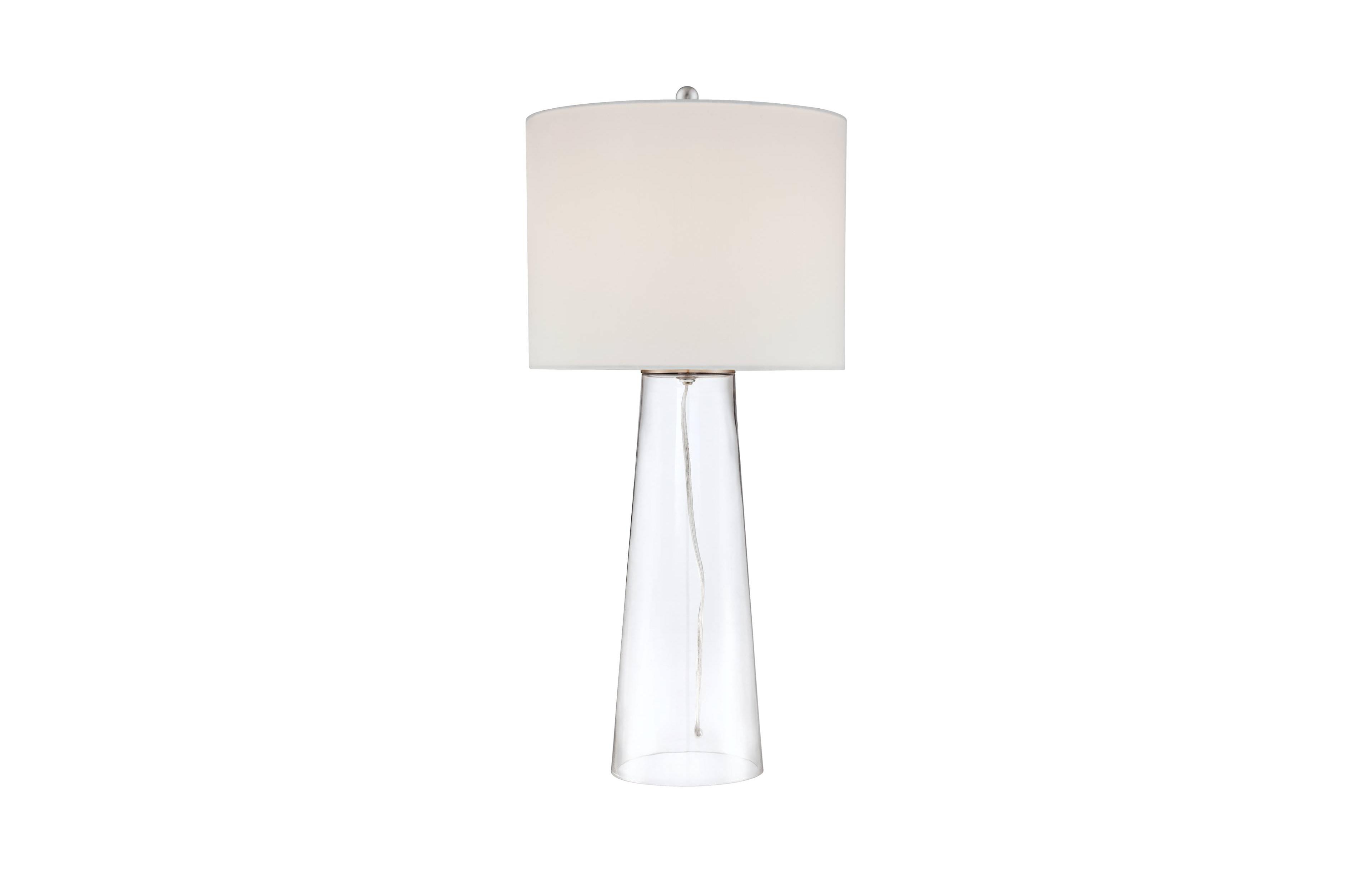 360 Lighting Marcus 30" Tall Tapered Column Large Modern Coastal End Table Lamp Clear Glass Single White Shade Living Room Bedroom Bedside Nightstand
