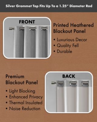 Maya Heathered Blackout Curtain 1 Panel for bedroom, Grommet top fit up to 1.25 inches rod Single Curtain Panel for Living Room, Width 50 length 54 inches, Pitch Black Ambiance navy 1 Window Panel