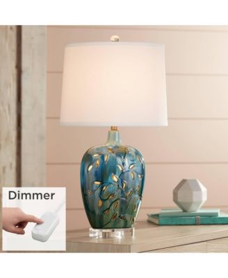 Devan Modern Table Lamp 24 1/2" High Blue Ceramic with Table Top Dimmer LED Nightligh White Shade for Bedroom Living Room Nightstand Home