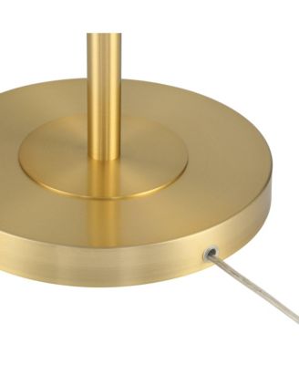 Modern Downbridge Floor Lamp 61 1/2" Tall Warm Gold Metal Off-White Linen Drum Shade for Living Room Reading Bedroom