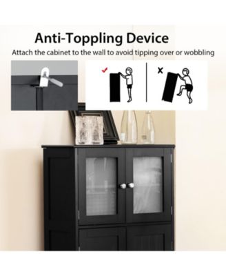 Bathroom Floor Storage Cabinet Kitchen Cupboard w/Doors&Adjustable Shelf