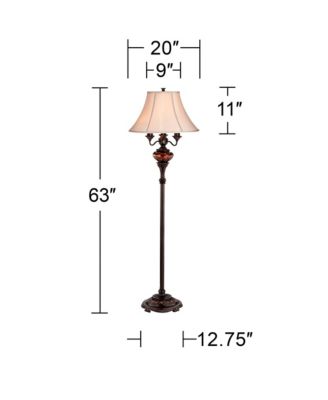 Traditional Floor Lamp 4-Light 63" Tall Lush Bronze Tortoise Glass Font Bell Shade for Living Room Reading Bedroom Office