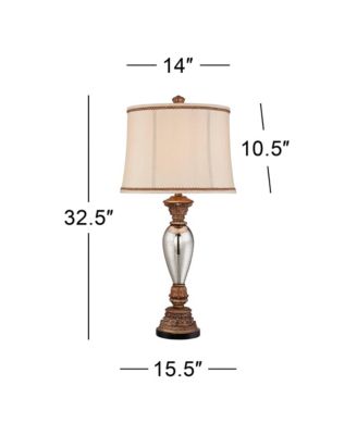 Alsace 32 1/2" Tall Large Traditional End Table Lamp Gold Silver Mercury Glass Single Living Room Bedroom Bedside