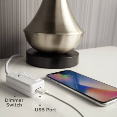 Traditional Jar Table Lamp with USB Charging Port 27" Tall Blue White Porcelain Bell Shade Living Room Bedroom House