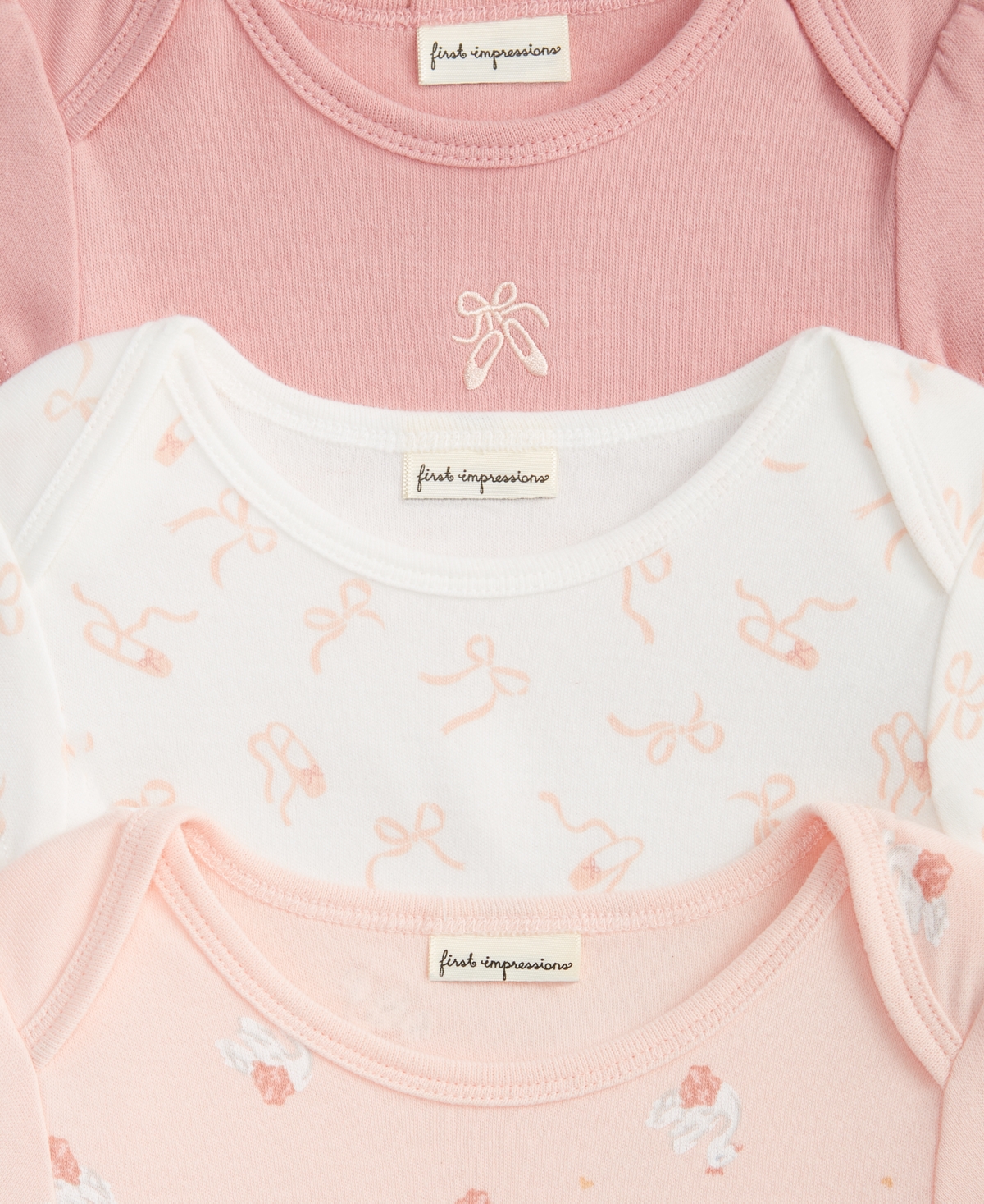 First Impressions Baby Girls Tiny Dancer Bodysuits, 3 Pack, Created For Macy's In Angel White