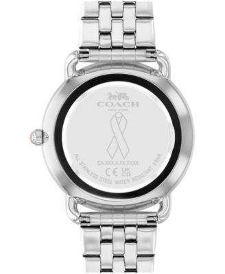 Women's Silver Elliot Stainless Steel Breast Cancer Awareness Watch 36mm