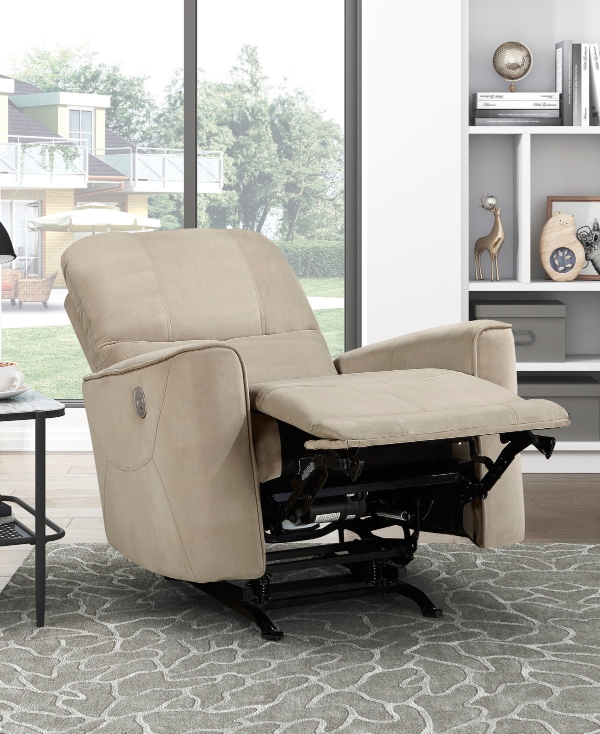 Homelegance White Label Elevated 35" Power Rocker Reclining Chair In Light Brown