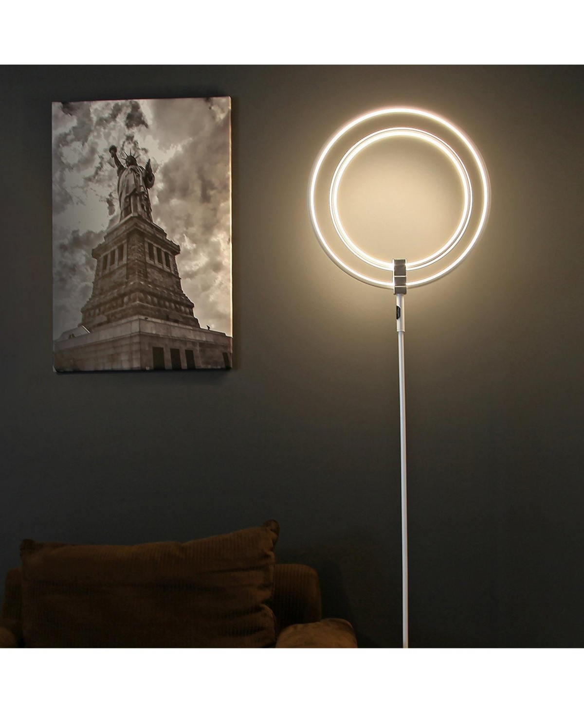 Eclipse 79" Led Torchiere Floor Lamp with Adjustable Rings