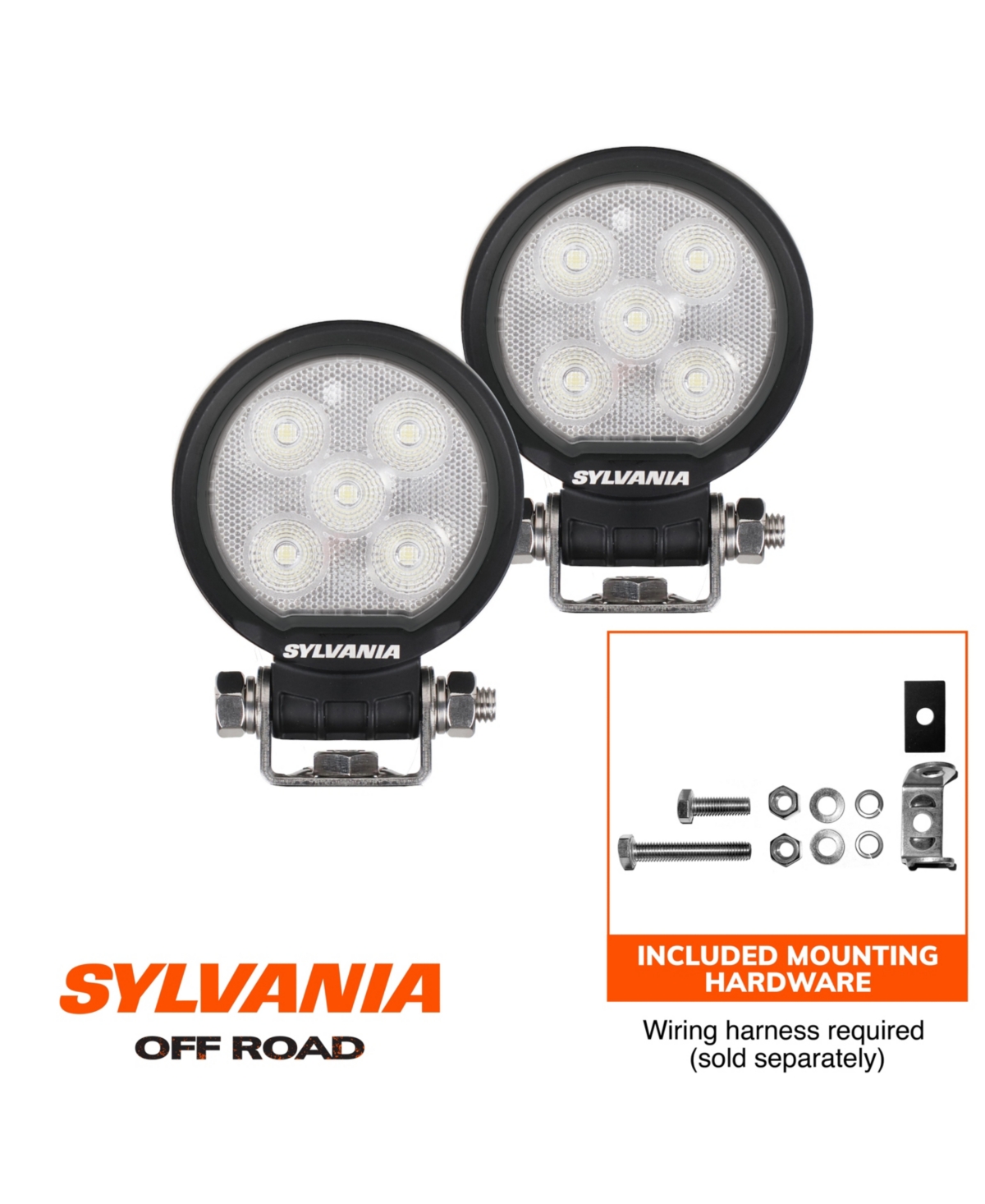 Sylvania Rugged 3 Inch Round Led Light Pods | Lifetime Limited Warranty | Flood Light 1400 Raw Lumens, Best Quality Off Road Driving Work Light, Truck
