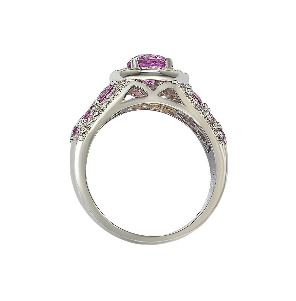 Suzy Levian New YorkSapphire & Lab-Grown White Sapphire 7 Stone Engagement Ring in Sterling Silver by Suzy Levian - Pink