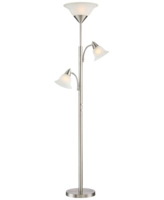 Jordan Modern Torchiere Floor Lamp with Side Lights 71 1/2" Tall Brushed Nickel Alabaster Glass Shade for Living Room Reading Bedroom
