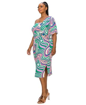 Plus Size Wanda One Shoulder Midi Dress