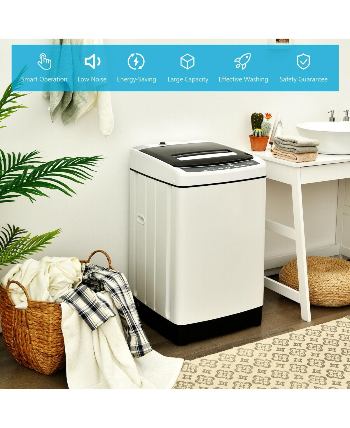 Slickblue Full-Automatic Washing Machine 1.5 Cubic Feet 11 Lbs Washer and Dryer
