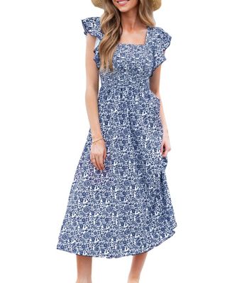 CUPSHE Women's Floral Flutter Sleeve Midi Beach Dress - Macy's