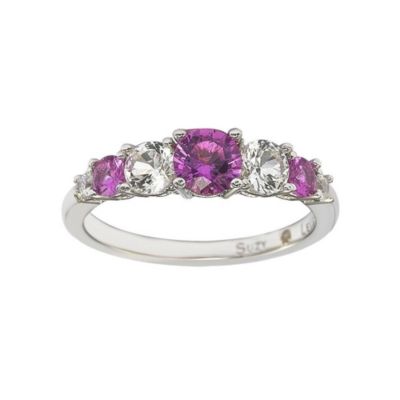 Suzy Levian Sterling Silver Sapphire Classic 7 Stone Ring