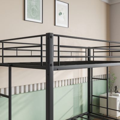 Heavy Duty Twin Over Twin Metal Bunk Bed with Shelf