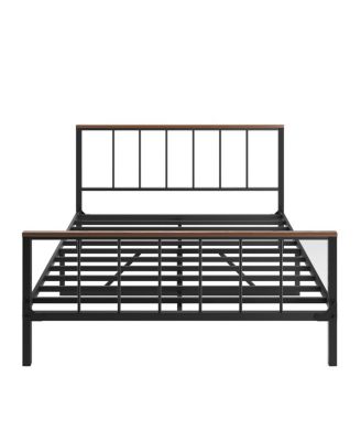 Queen Metal Platform Bed with Headboard and Footboard