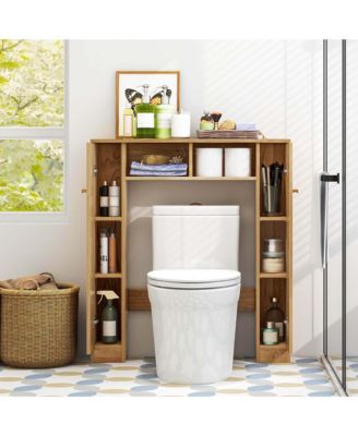 Over The Toilet Storage Cabinet Double Door Bathroom Toilet Storage Organizer