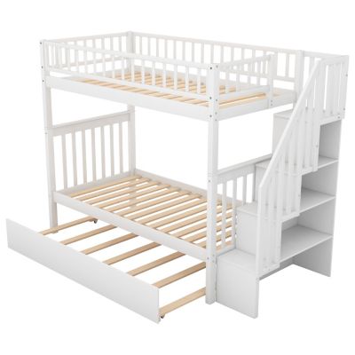 Streamdale Twin Over Twin Bunk Bed With Trundle And Storage