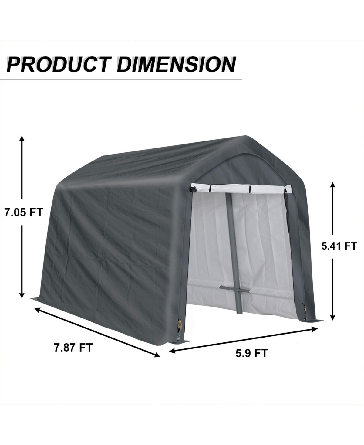 Aoodor 6 X 8 Ft Heavy Duty Storage Shelter, Portable Shed Carport with Roll-up Zipper Door ,Waterproof and Uv Resistant for Motorcycle, Bike, or Garde