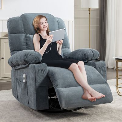 8-Point Massage Recliner with Heat, Rocking, USB Charging, and Storage