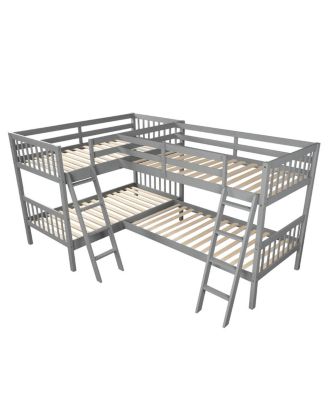 L-Shaped Bunk Bed With Ladder, Twin Size