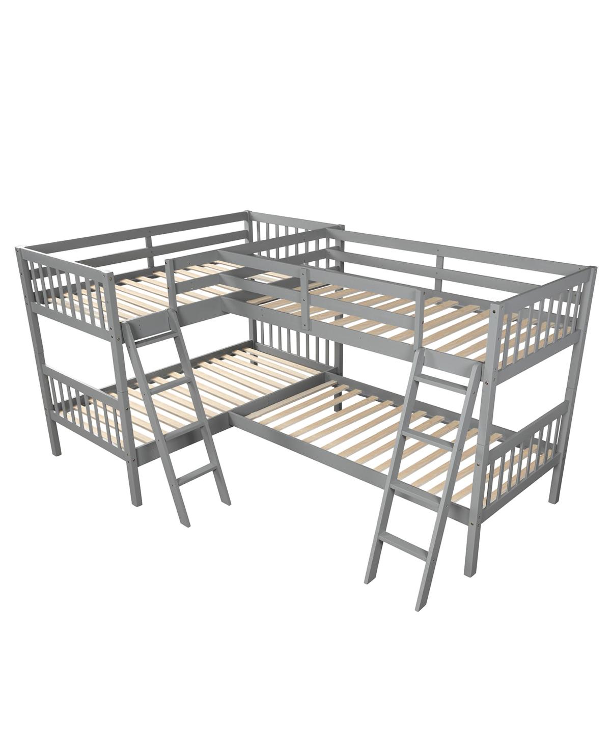Streamdale Furniture L-Shaped Bunk Bed With Ladder, Twin