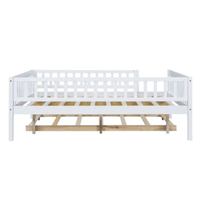 Full Size Wood Daybed With Trundle And Fence