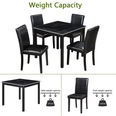  Contemporary Elegance Wooden Dining Table and Upholstered Chairs