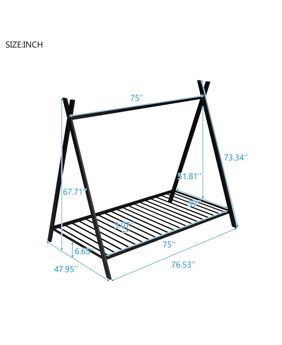 Simplie Fun House Bed Tent Bed Frame Twin Size Metal Floor Playhouse Bed With Slat For Kids Girls Boys