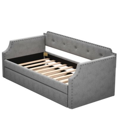 Twin Daybed with Trundle and Wood Support